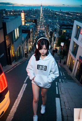 Vẻ đẹp do AI tạo ra ~ Đường phố, áo hoodie ngoại cỡ