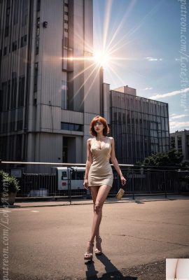 Tóc cam và váy nhung